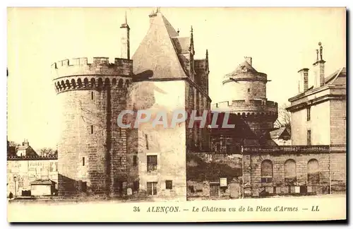 Cartes postales Alencon Le Chateau vu de la Place d armes