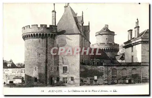 Cartes postales Alencon Le Chateau vu de la Place d Armes