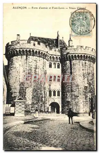 Cartes postales Alencon Porte d entree et Pont Levis Vieux chateau