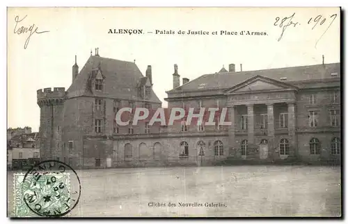 Cartes postales Alencon Palais de Justice et Place d armes
