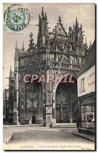 Ansichtskarte AK Alencon Grand Portail de L Eglise Notre Dame