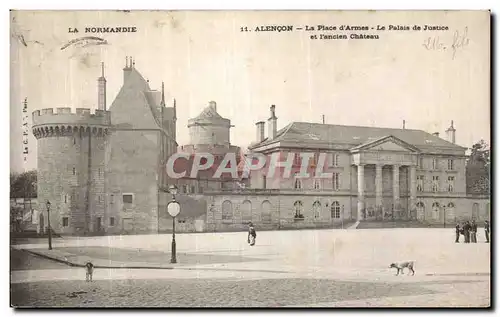 Cartes postales Alencon La Normandie La Place d armes Le palais de justice et l ancien chateau