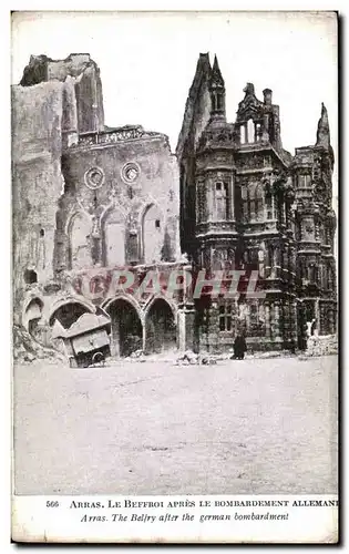 Cartes postales Arras Le Beffroi Apres Le Bombardement Militaria