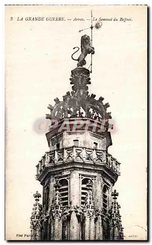 Cartes postales Arras La Grande Guerre Arras Le Sommet du Beffroi Lion Militaria