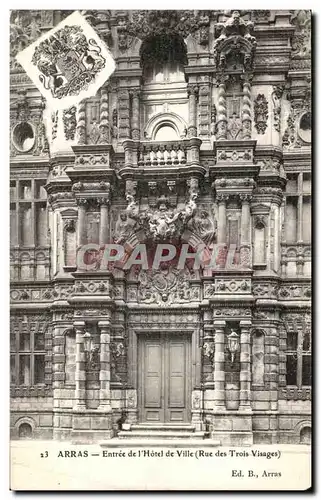 Cartes postales Arras Entree de l Hotel de Ville Rue des trois visages