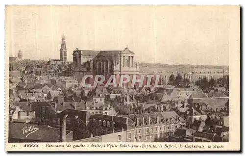 Cartes postales Arras Panorama Eglise Saint Jean Baptiste Beffroi Cathedrale Musee