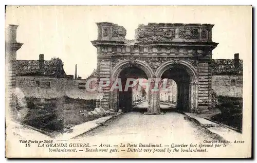 Cartes postales Arras La porte Beaudimont Militaria