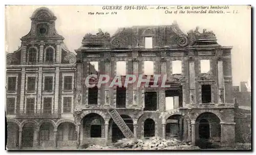 Cartes postales Arras Guerre Un des Quarliers bombardes Militaria