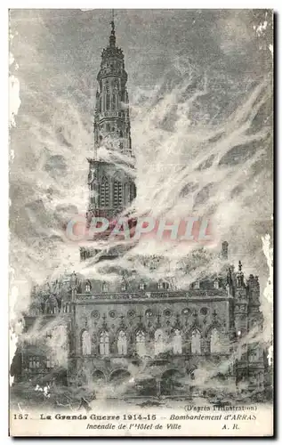 Ansichtskarte AK Arras La Grande Guerre Bombardement Incendie de l hotel de ville