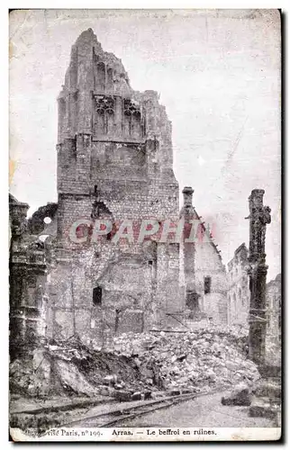 Ansichtskarte AK Arras Le beffroi en ruines Militaria