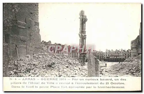Cartes postales Arras Hotel de ville Militaria