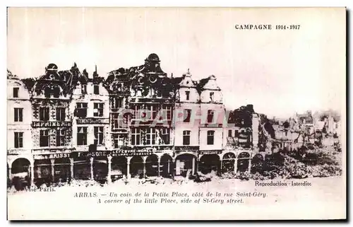 Cartes postales Arras Un coin de la Pelite place cote de la rue Saint Gery Militaria