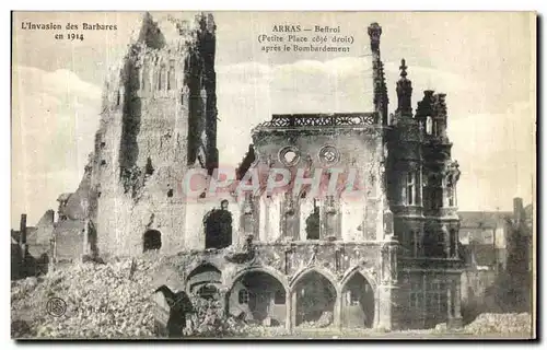 Cartes postales Arras Beffroi Apres le Bombardement Militaria