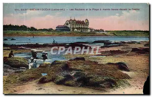 Cartes postales Saint Brevin l Ocean Les Rochers et la Plage a Maree devant le Casino Enfants