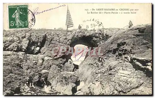 Cartes postales De Saint Nazaire au Croisic par mer Le Rocher de Pierre Percee a Maree Basse