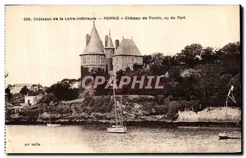 Cartes postales Chateaux de la Lorie Inferieure Pornic Chateau de Pornic vu du Port Bateau