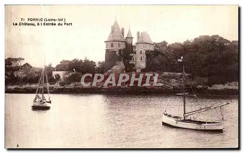 Cartes postales Pornic Le Chateau a l entree du Port Bateau