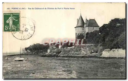 Ansichtskarte AK Pornic Vue du Chateau et de l Entree du Port a Maree Basse