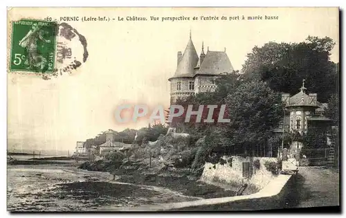 Cartes postales Pornic Le Chateau Vue Perpective de l Entree du Port a Maree Basse