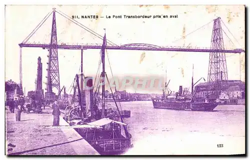 Cartes postales Nantes Le Pont Transbordeur Pris en Aval Bateaux