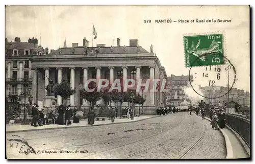 Ansichtskarte AK Nantes Place et quai de la Bourse Train