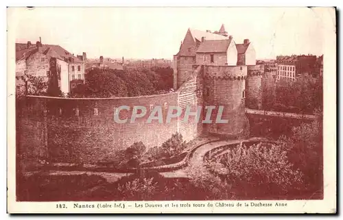 Cartes postales Nantes Les Douves et les trois tours du Chateau de la Duchesse Anne