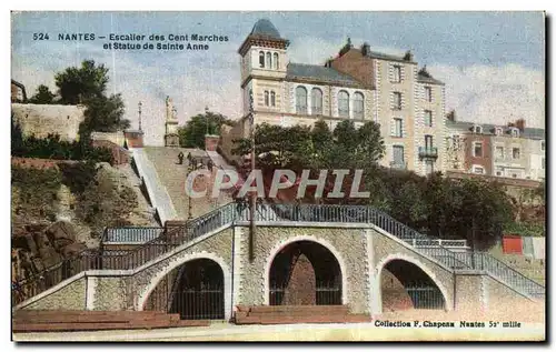 Cartes postales Nantes Escalier des Cent Marches et Statue de Sainte Anne