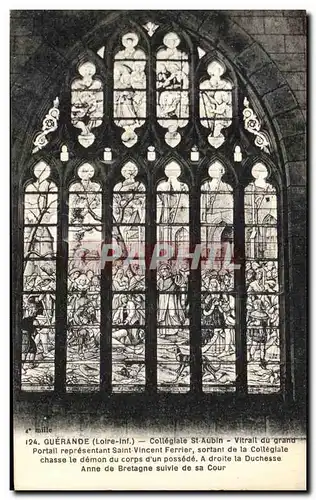 Cartes postales Guerande Collegiale St Aubin Vitrail du Grand Portail representant Saint Vincent Ferrier Sortant