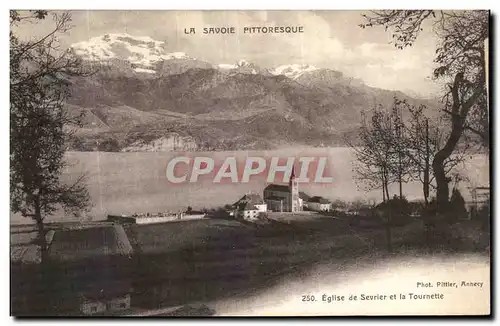 Cartes postales La Savoie Pittoresque Eglise de Sevrier et la Tournette