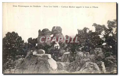 Cartes postales Sites Pittoresque de l Ardeche Pres Les Vans Curieux Rocher Appele Le Lion et l Ours