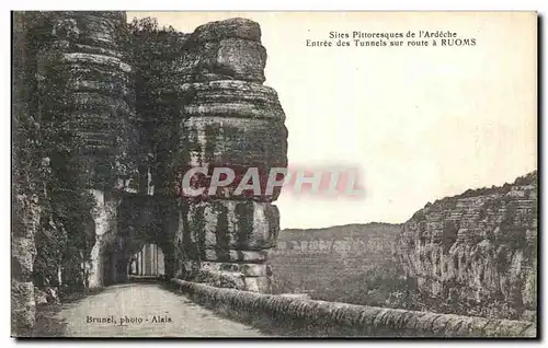 Cartes postales Sites Pittoresque de l Ardeche Tunnel Sur route a Ruoms