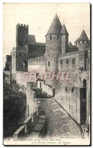 Ansichtskarte AK Carcassonne La Tour Pinte et La Defense exterieure du chateau