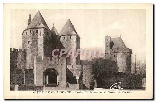 Cartes postales Carcassonne Porte Narbonnaise et Tour du Tresor