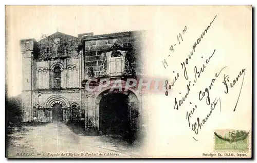 Cartes postales Bassac Facade de l Eglise portail de l Abbaye