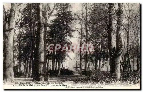 Cartes postales Chatillon sur Seine Le jardin de la mairie au fond l avenue de la gare