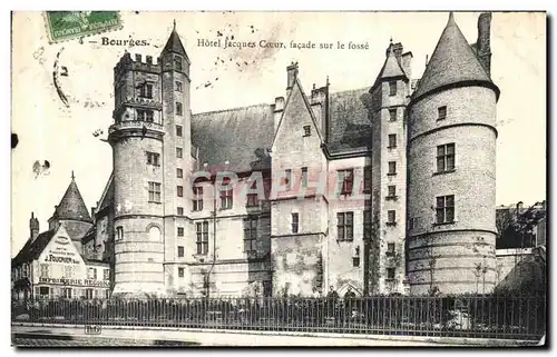 Cartes postales Bourges Hotel Jacques Coeur facade sur le fosse