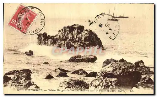 Cartes postales Pornichet Sainte Marguerile Les Rochers Vers Le Phare de Sainte Marc