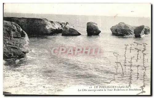 Ansichtskarte AK Le Pouliguen La Cote Sauvage entre la Tour Rocherrau et Penchateau