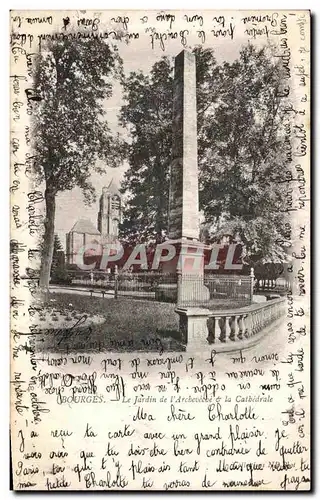 Cartes postales Bourges Le Jardin de L Archeveche et la Cathedrale