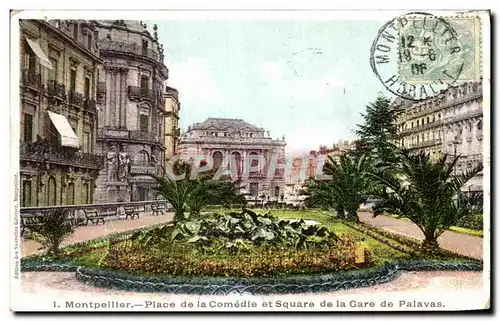 Cartes postales Montpellier Place de La Comedie Et Square de La Gare De Palavas