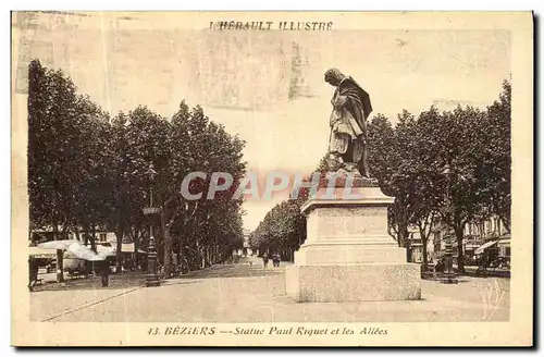 Cartes postales Beziers Statue Paul Riquet Et Les Allees