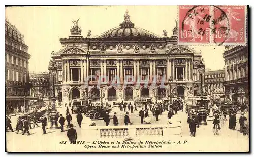 Ansichtskarte AK Paris L Opera et la Station du Metropolitain Metro