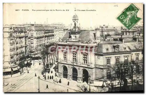 Cartes postales Paris Vue Panoramique de la Mairie du XX et l Avenue Gambetta