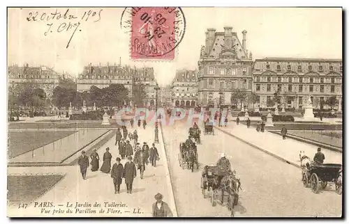 Ansichtskarte AK Paris Le Jardin des Tuileries Vue Prise du Pavillon du Flore Louvre