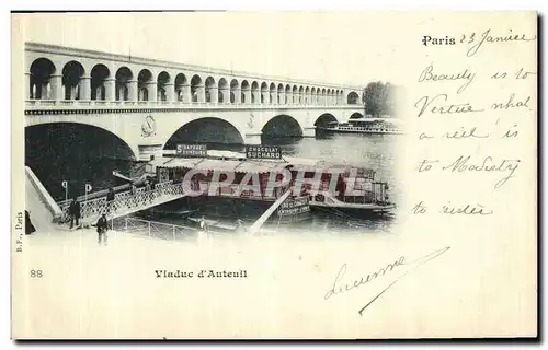 Cartes postales Paris Viaduc d Auteuil Peniche Chocolat Schard