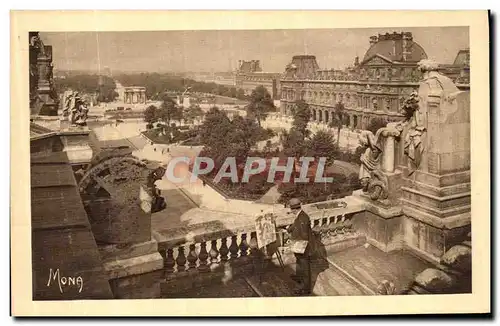 Cartes postales Les Petits Tableaux De Paris Perspective sur les Jardins du Louvre et des Tuileries