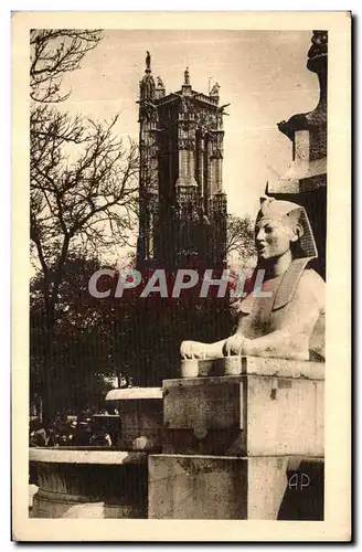 Ansichtskarte AK Paris La Tour Saint Jacques prise de la Fontaine place du Chatelet Sphinx