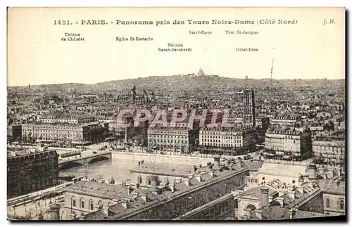 Cartes postales Paris Panorama pris des Tours Notre Dame