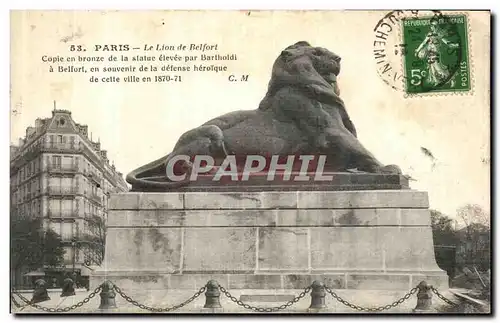 Cartes postales Paris Le Lion de Belfort Copie en Bronze de la Statue elevee par Bartholdia Belfort