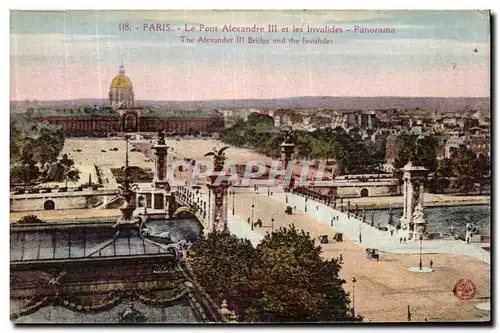 Cartes postales Paris Le Pont Alexandre III et les Invalides Panorama